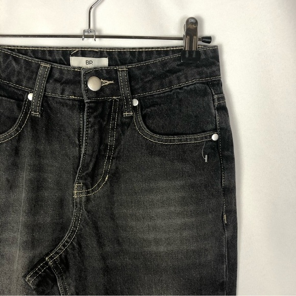 BP Black High Rise Straight Leg Distressed Knee Jeans 24 - Picture 3 of 5